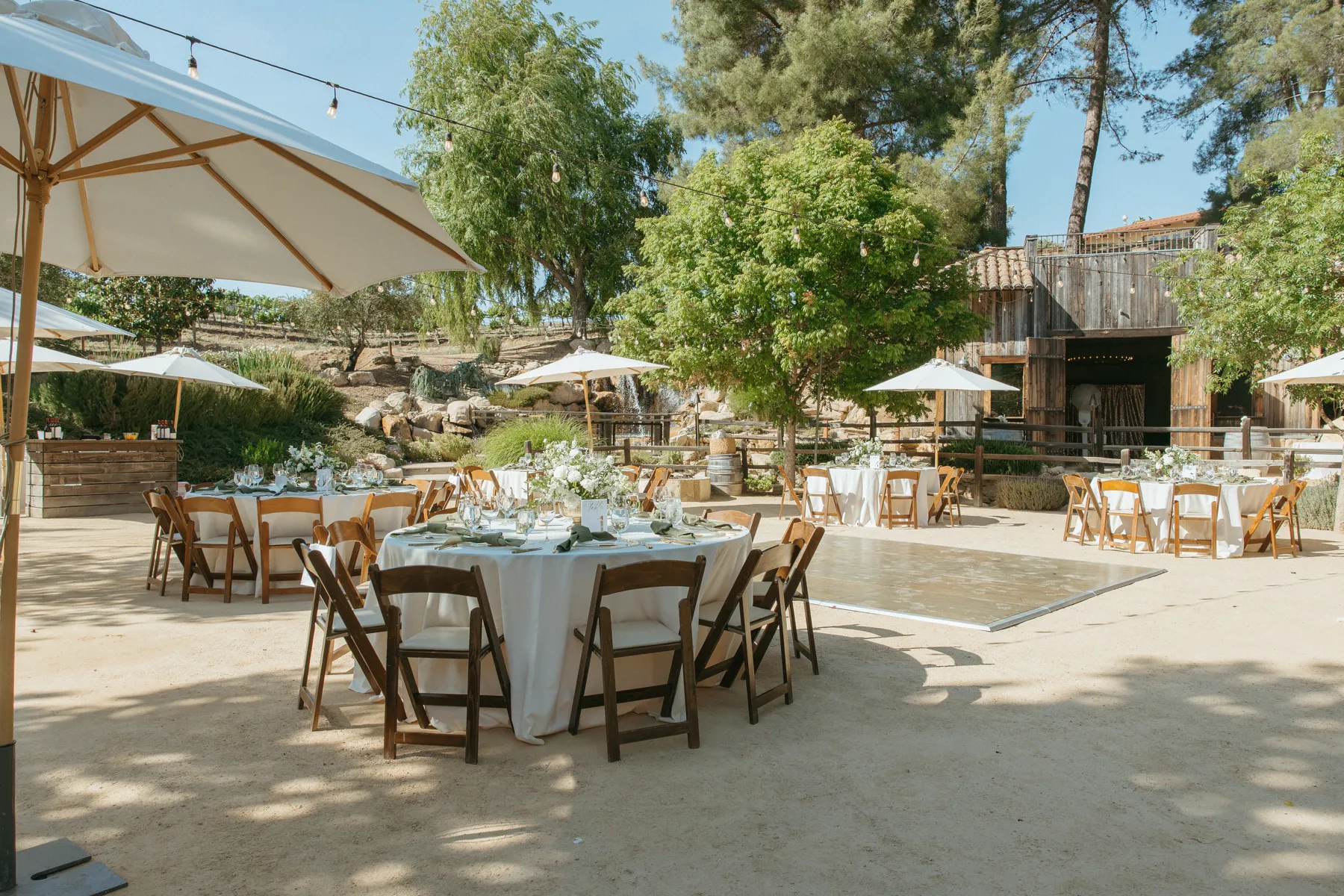 Tables and venue settings at a Grapevine Catering event